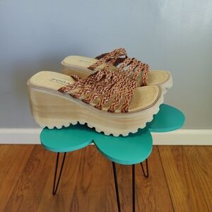 Soda Women's Tan Woven Platform Sandals